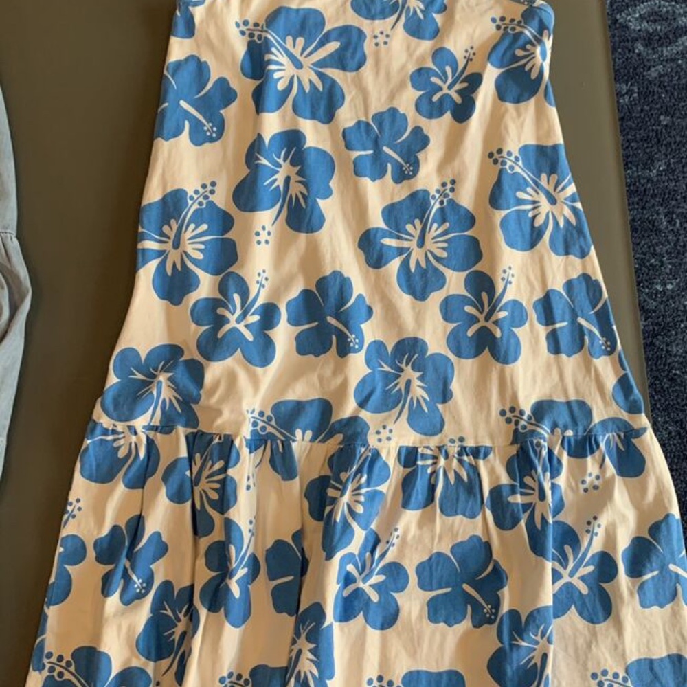 Pretty Zara Girls size 13/14 Blue Floral Hibiscus Sun Dress MINT